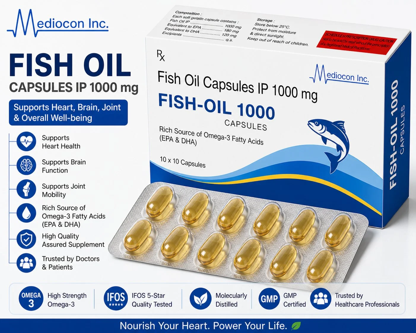 Fish Oil Capsules IP 1000 mg