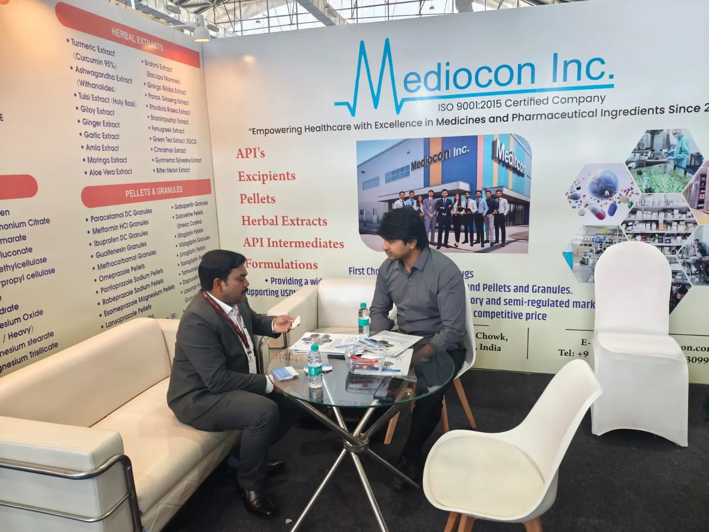 Mediocon Inc team members at the exhibition stall in Hyderabad