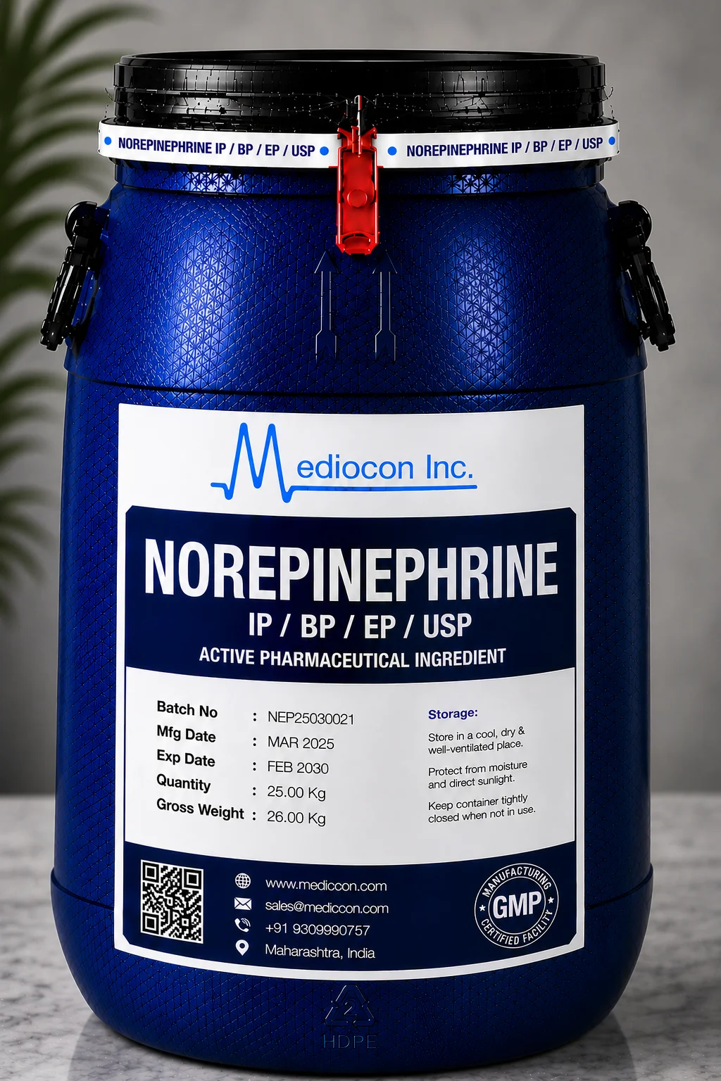 Norepinephrine API Supplier Manufacturer Aurangabad Maharashtra India &mdash; Mediocon Inc