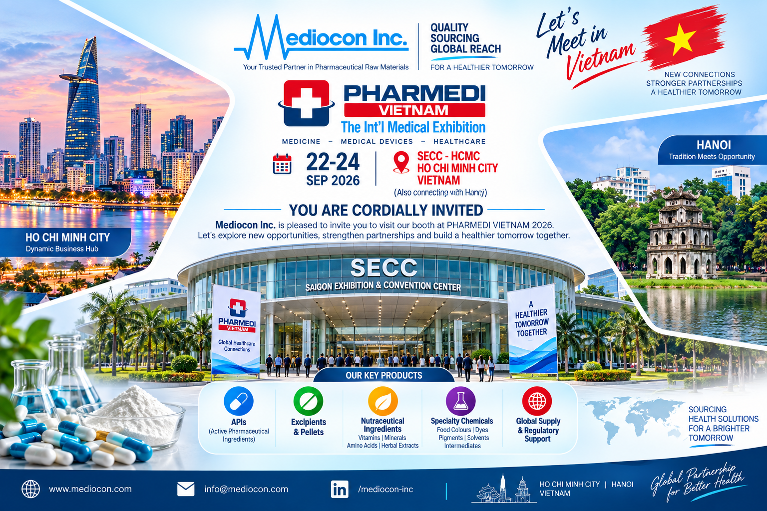 Mediocon Inc invites you to PHARMEDI Vietnam 2026 - The Int'l Medical Exhibition, 22-24 Sep 2026, SECC Ho Chi Minh City, Vietnam