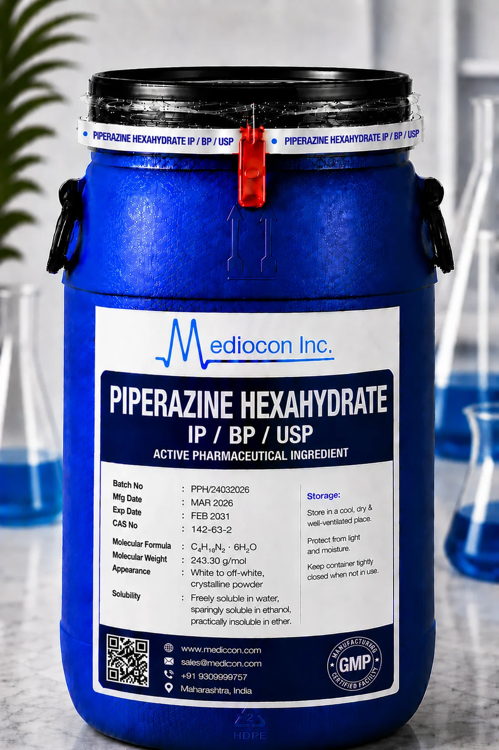 Piperazine Hexahydrate API Supplier Manufacturer Aurangabad Maharashtra India &mdash; Mediocon Inc