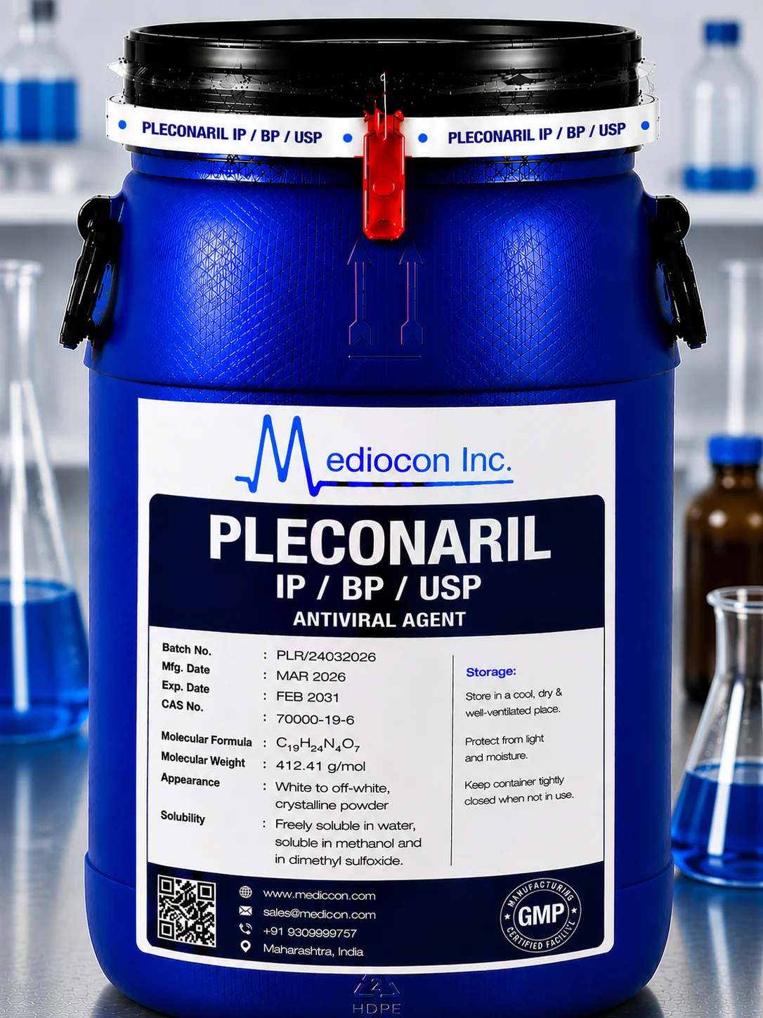 Pleconaril API Supplier Manufacturer Aurangabad Maharashtra India &mdash; Mediocon Inc