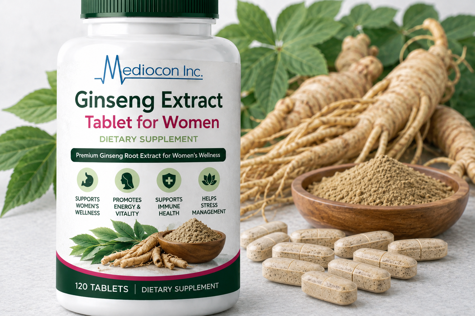 Ginseng Extract Tablet for Women Manufacturer and Supplier in India | Mediocon INC — Mediocon Inc