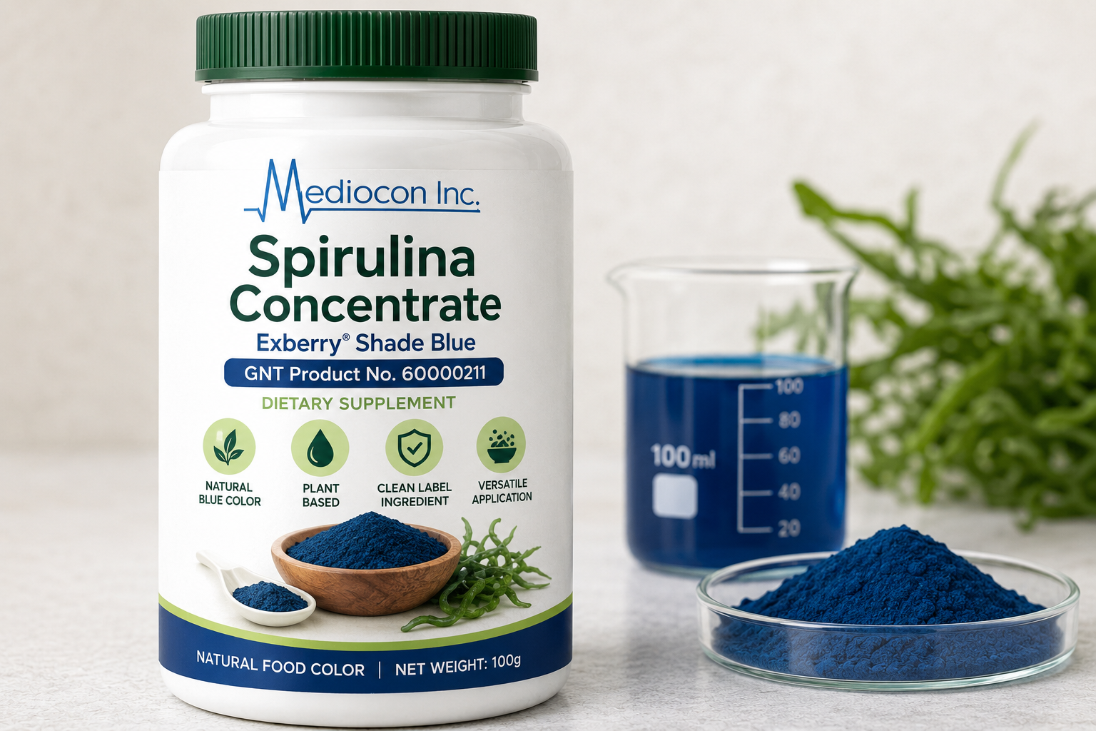 Spirulina Concentrate (Exberry® Shade Blue, GNT Product No. 60000211) Manufacturer and Supplier in India | Mediocon INC — Mediocon Inc