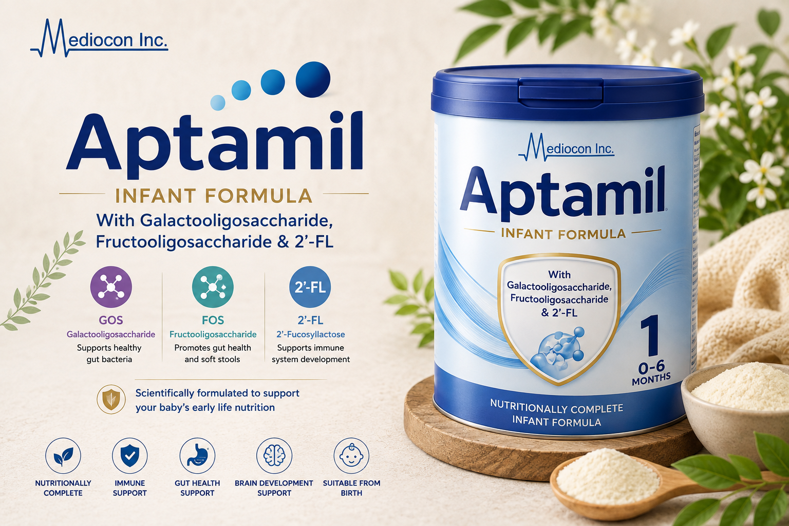 Aptamil Infant Formula with Galactooligosaccharide, Fructooligosaccharide and 2’-FL Manufacturer and Supplier in India | Mediocon Inc — Mediocon Inc