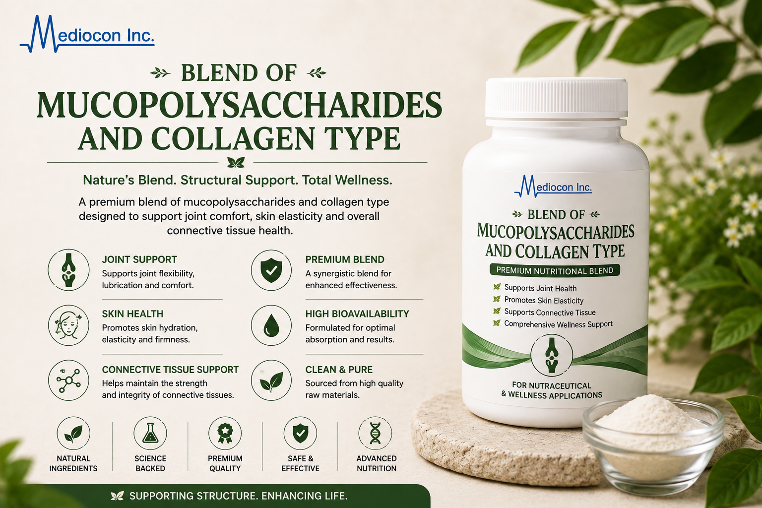 Blend of Mucopolysaccharides and Collagen Type I Manufacturer and Supplier in India — Mediocon Inc