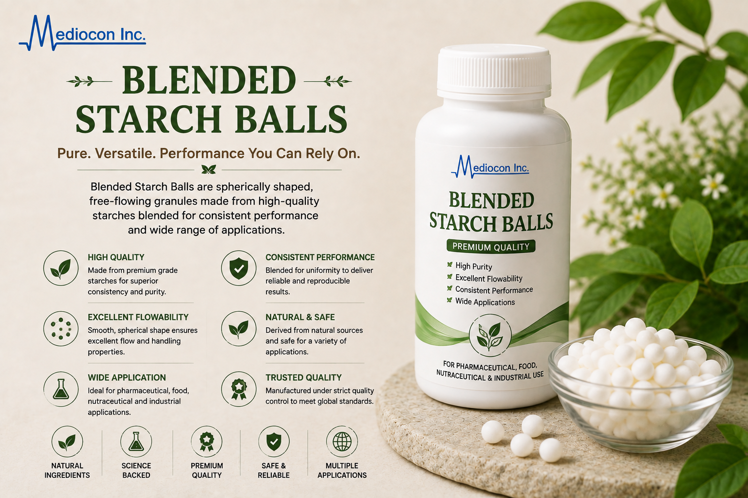 Blended Starch Balls Manufacturer and Supplier in India — Mediocon Inc