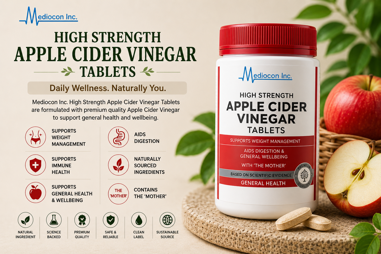 Swisse High Strength Apple Cider Vinegar Tablets Manufacturer and Supplier in India | Mediocon Inc. — Mediocon Inc