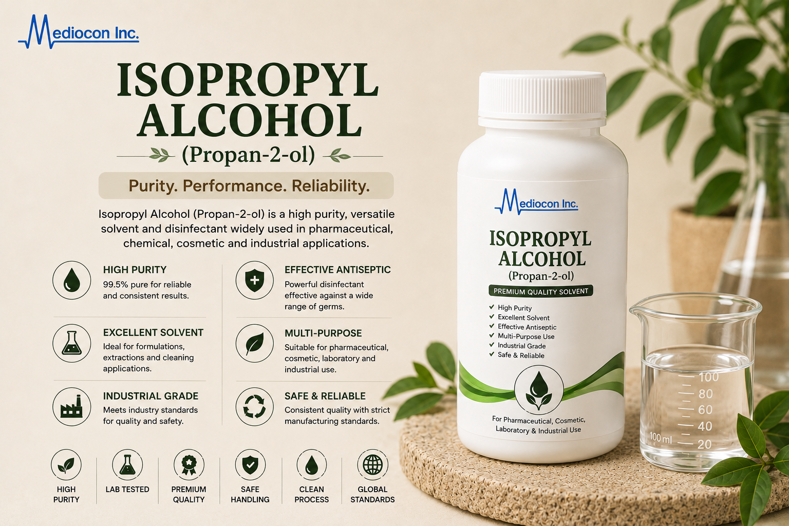 Isopropyl Alcohol (Propan-2-ol) Manufacturer and Supplier in India — Mediocon Inc
