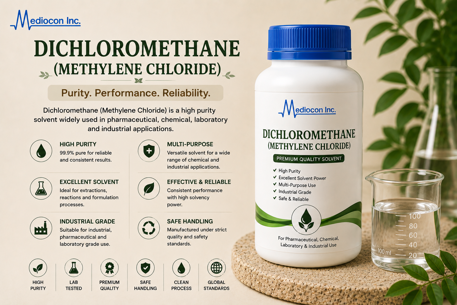 Dichloromethane (Methylene Chloride) Manufacturer and Supplier in India — Mediocon Inc