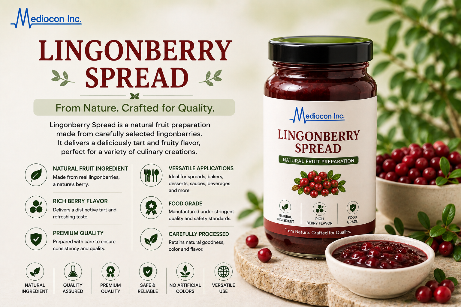 Lingonberry Spread Manufacturer and Supplier in India — Mediocon Inc