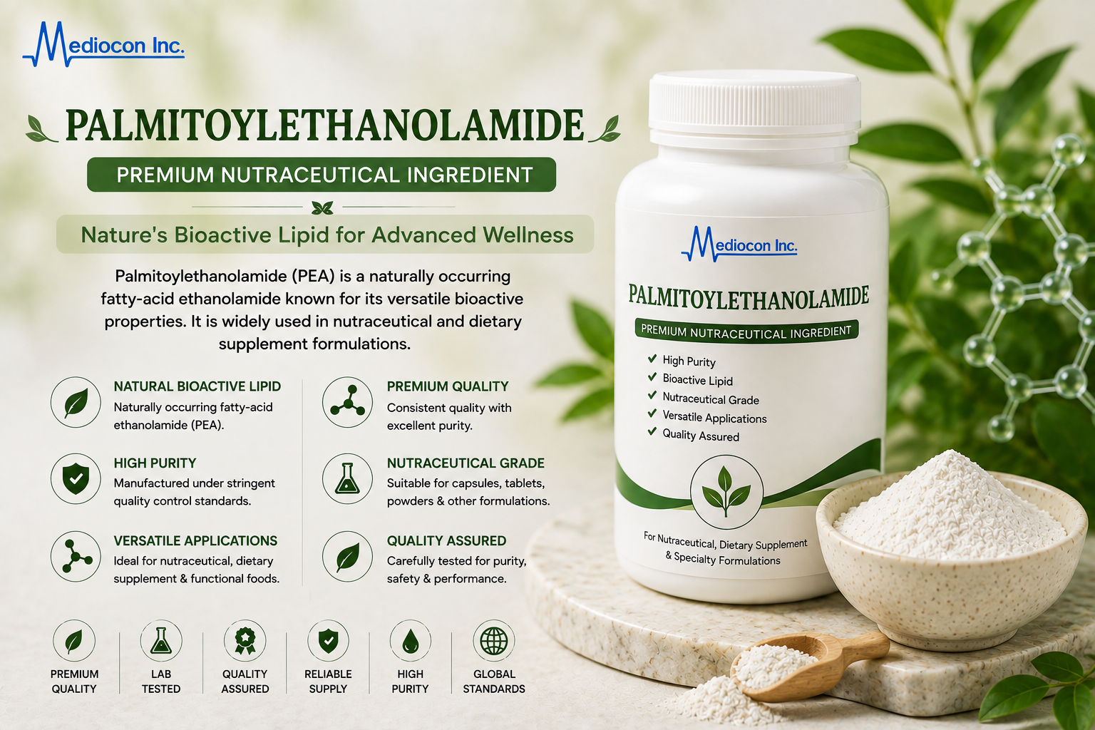 Palmitoylethanolamide Manufacturer and Supplier in India — Mediocon Inc