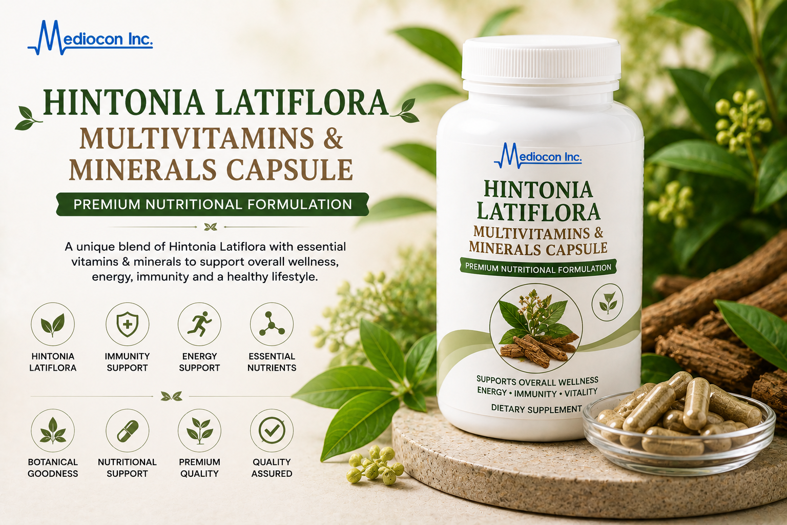 Hintonia Latiflora Multivitamins and Minerals Capsule Manufacturer and Supplier in India — Mediocon Inc