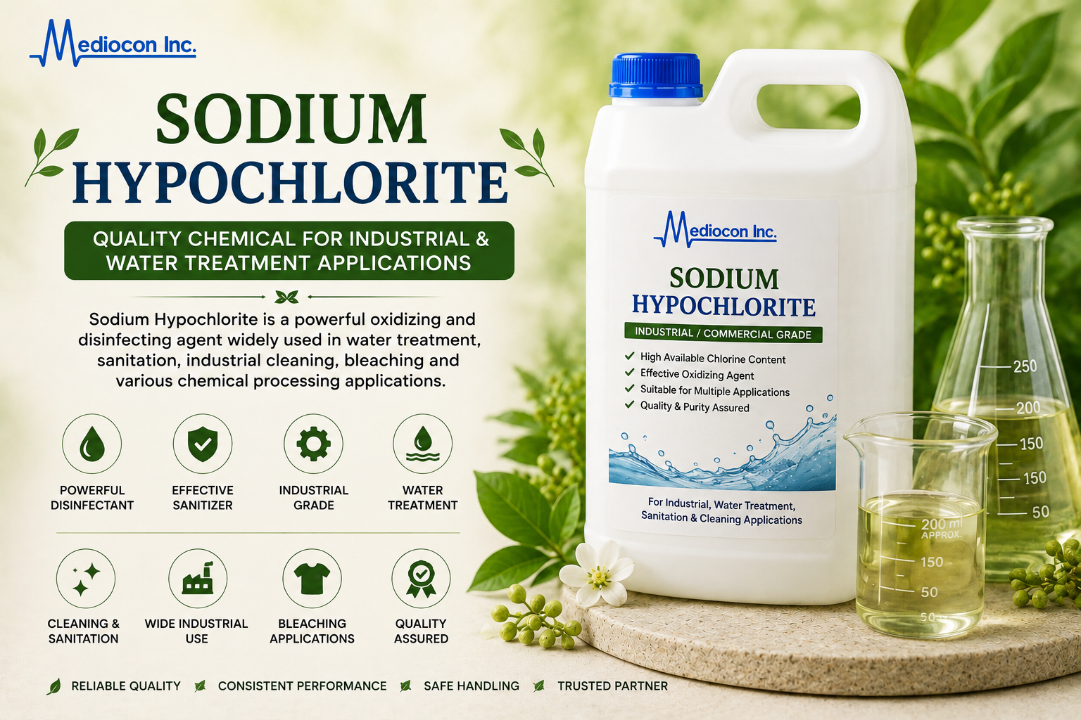 Sodium Hypochlorite Manufacturer and Supplier in India — Mediocon Inc