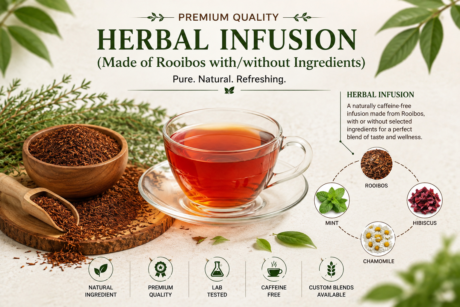 Herbal Infusion (Made of Rooibos with/without Ingredients) Manufacturer and Supplier in India | Mediocon INC — Mediocon Inc