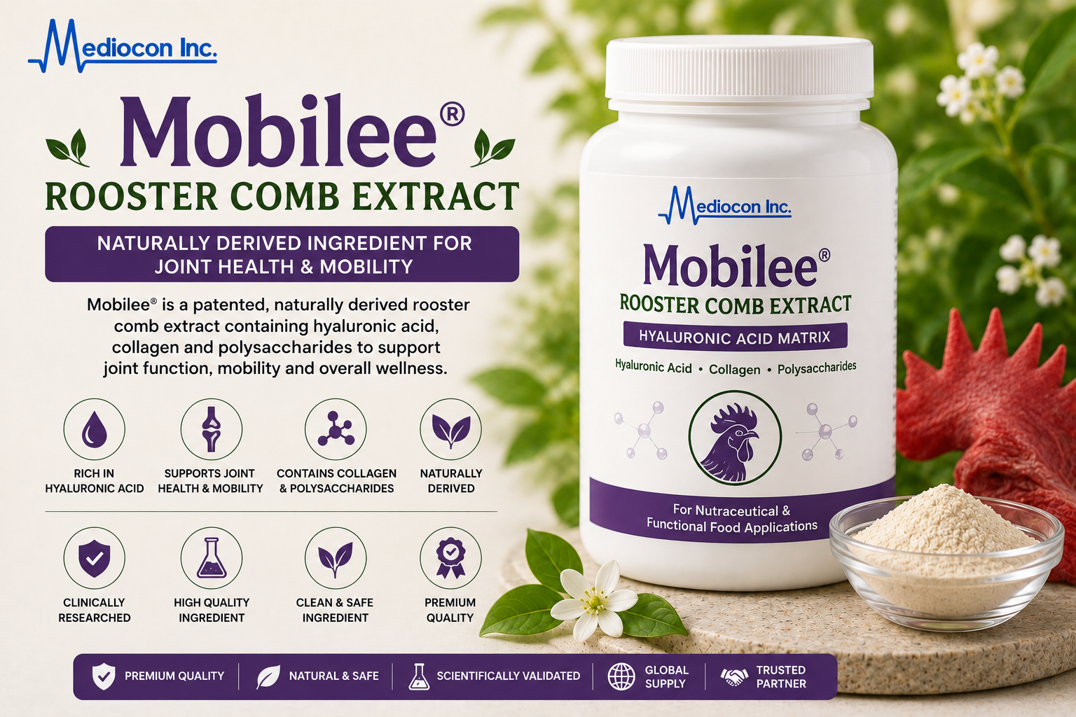 Mobilee® (Rooster Comb Extract) Manufacturer and Supplier in India — Mediocon Inc