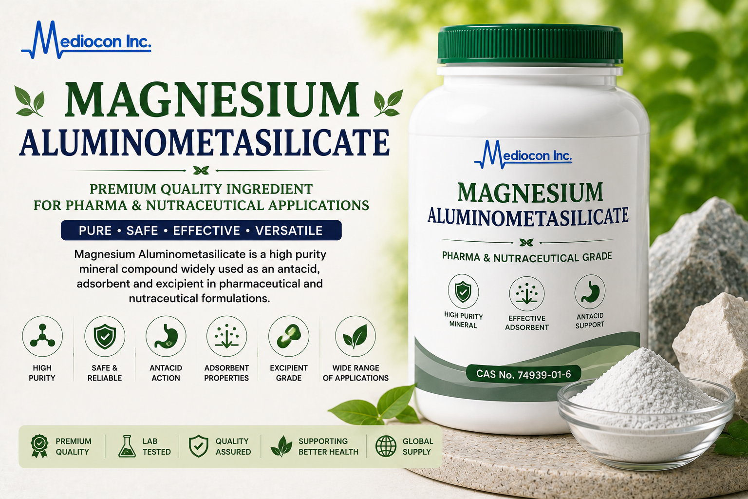 Magnesium Aluminometasilicate Manufacturer and Supplier in India — Mediocon Inc