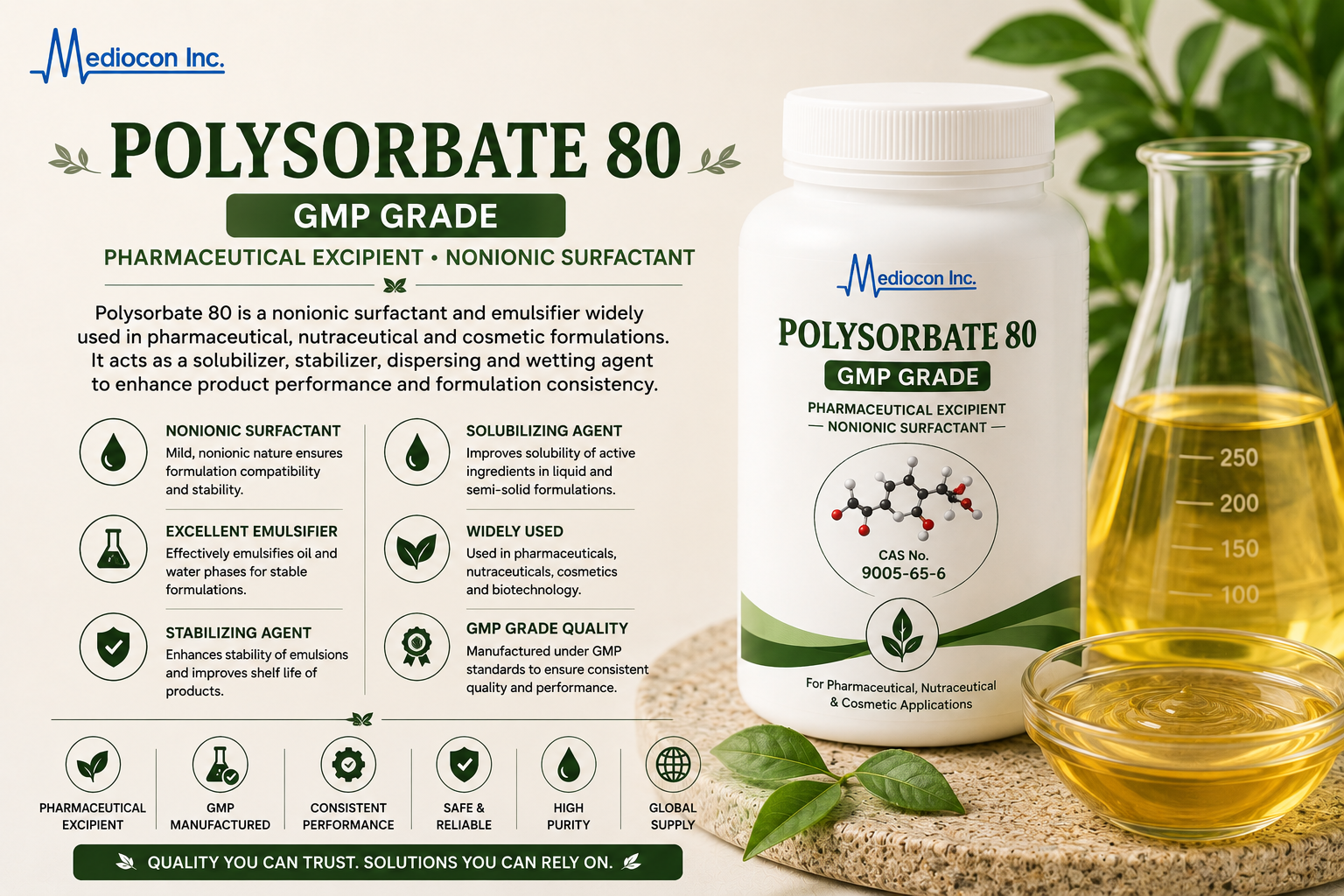 Polysorbate 80 GMP Grade Manufacturer and Supplier in India — Mediocon Inc