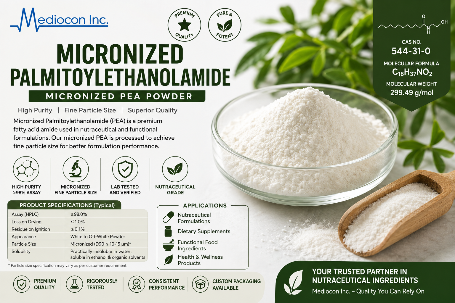 Micronized Palmitoylethanolamide Manufacturer and Supplier in India | Mediocon INC — Mediocon Inc