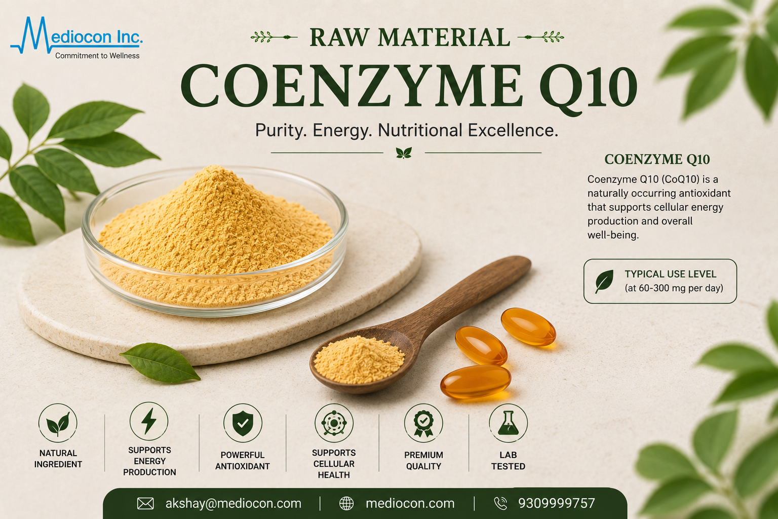 Coenzyme Q10 Manufacturer & Supplier in India | MEDIOCON INC — Mediocon Inc