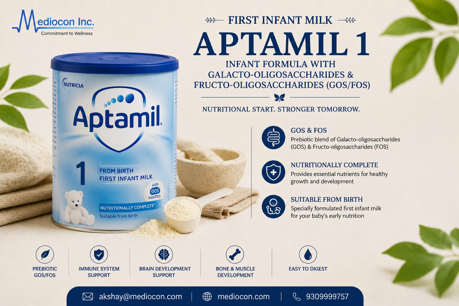 Aptamil 1 Infant Formula with GOS/FOS Manufacturer & Supplier in India | MEDIOCON INC — Mediocon Inc