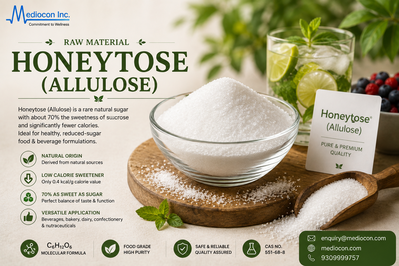Honeytose (Allulose) Manufacturer & Supplier in India | MEDIOCON INC — Mediocon Inc