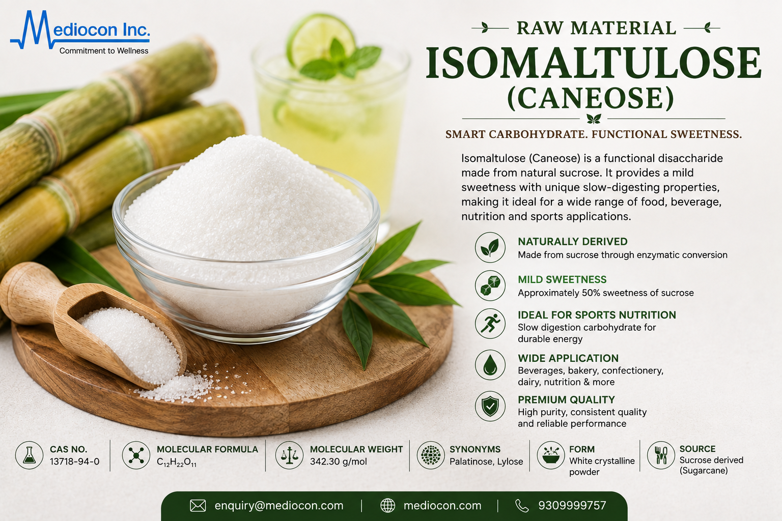 Isomaltulose (Caneose) Manufacturer & Supplier in India | MEDIOCON INC — Mediocon Inc