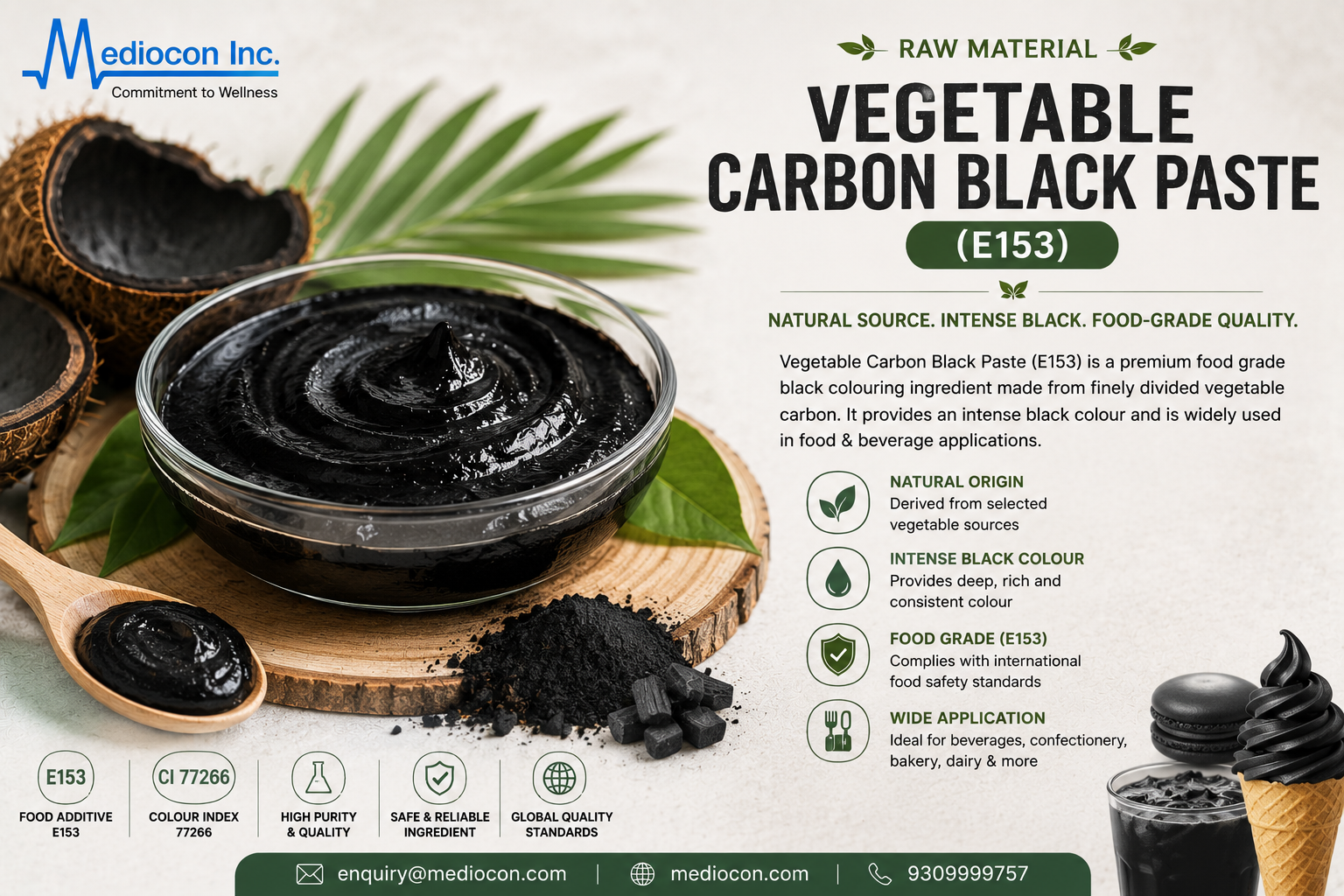 Vegetable Carbon Black Paste (E153) Manufacturer & Supplier in India | MEDIOCON INC — Mediocon Inc
