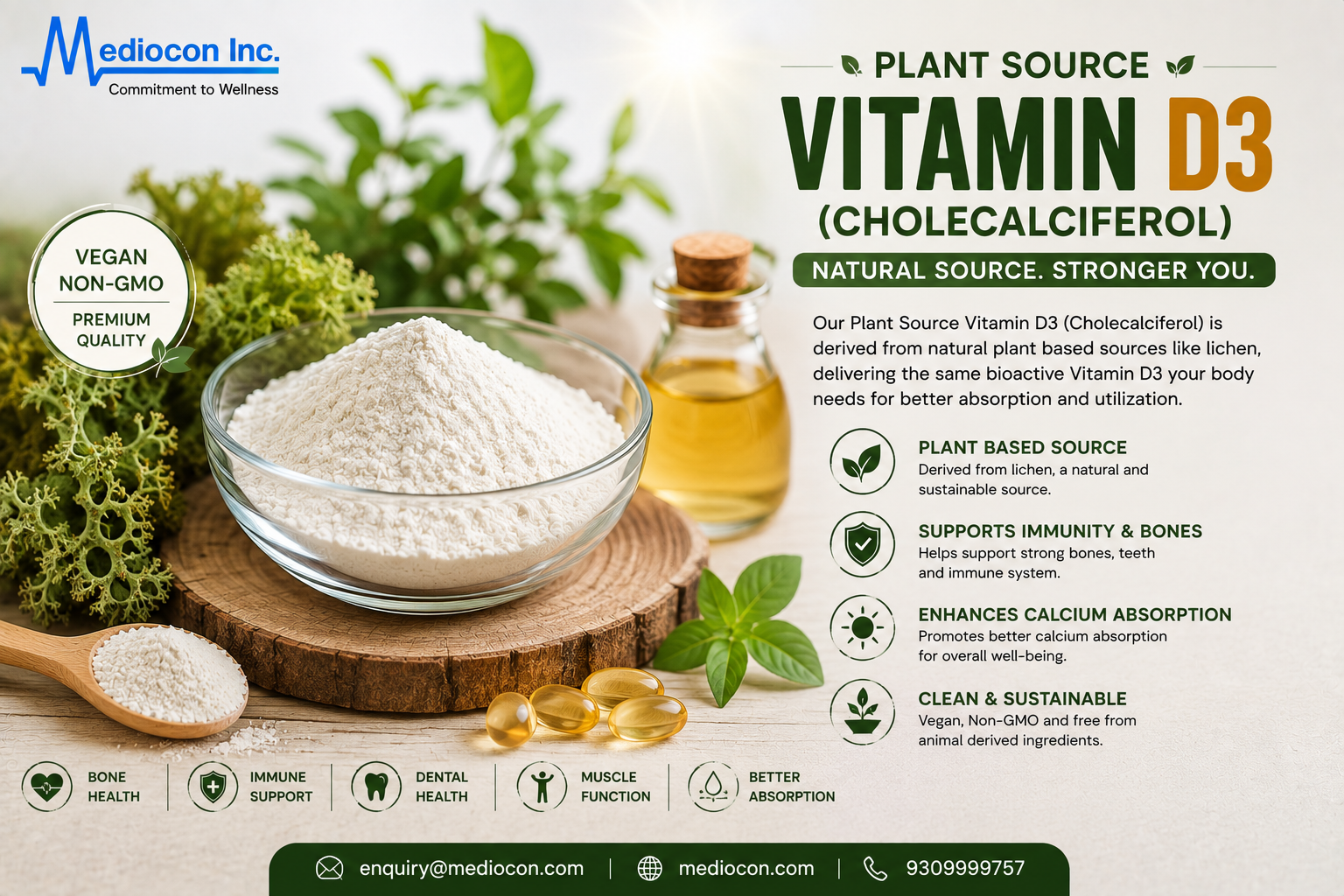 Plant Source Vitamin D3 (Cholecalciferol) Manufacturer & Supplier in India | MEDIOCON INC — Mediocon Inc