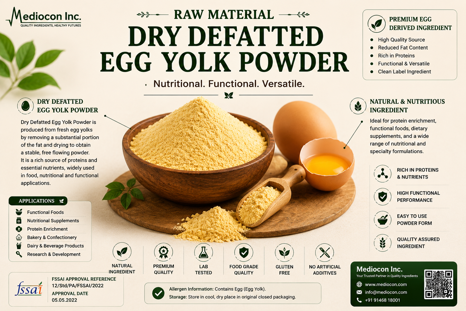 Dry Defatted Egg Yolk Powder Manufacturer and Supplier in India | Mediocon INC — Mediocon Inc