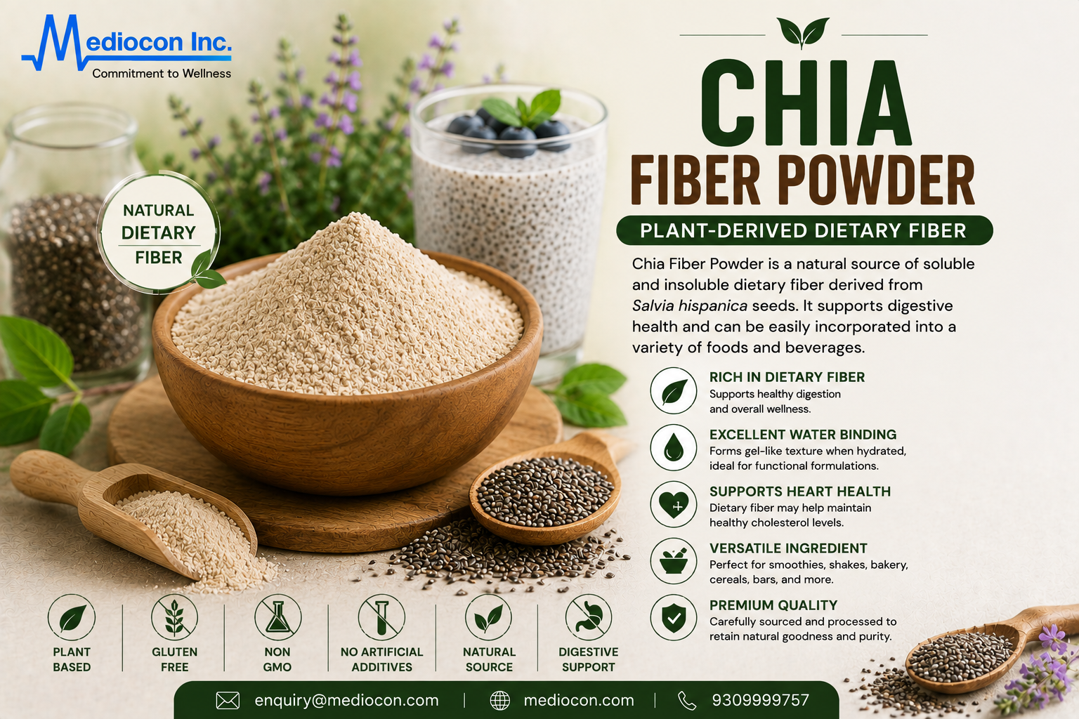 Chia Fiber Powder Manufacturer & Supplier in India | MEDIOCON INC — Mediocon Inc