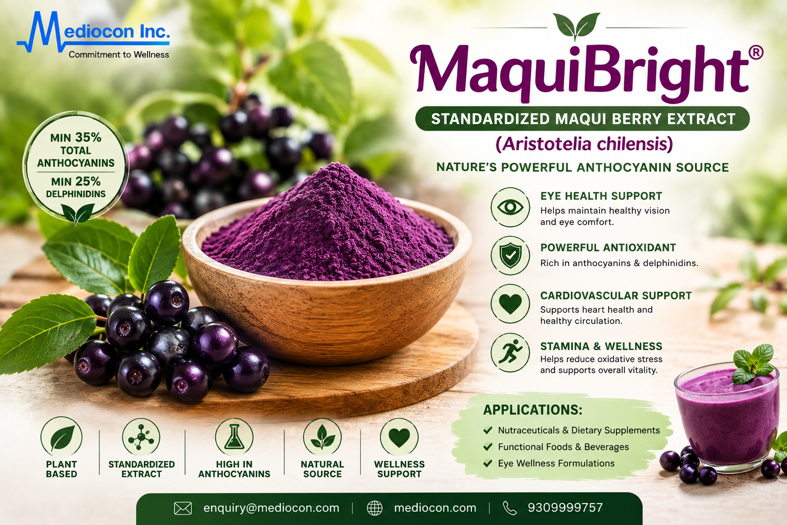 MaquiBright® Standardized Maqui Berry Extract Manufacturer & Supplier in India | MEDIOCON INC — Mediocon Inc