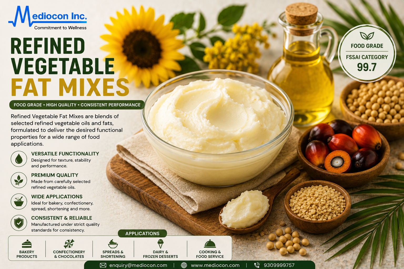 Refined Vegetable Fat Mixes Manufacturer & Supplier in India | MEDIOCON INC — Mediocon Inc