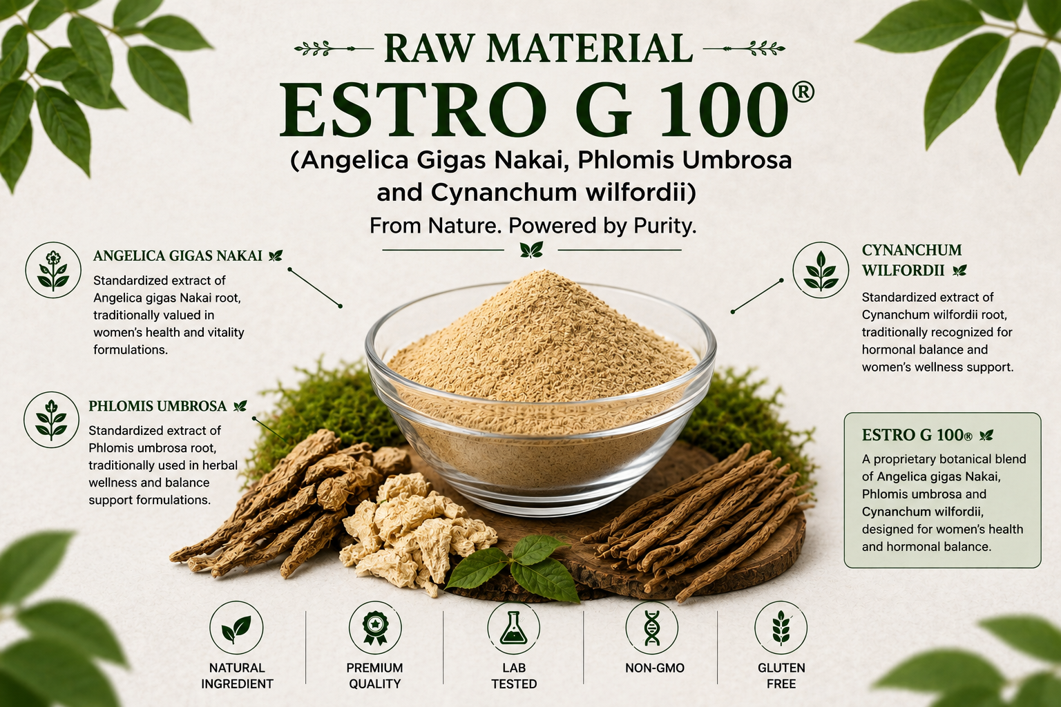 Estro G 100® (Angelica gigas, Phlomis umbrosa & Cynanchum wilfordii) Manufacturer and Supplier in India | Mediocon INC — Mediocon Inc