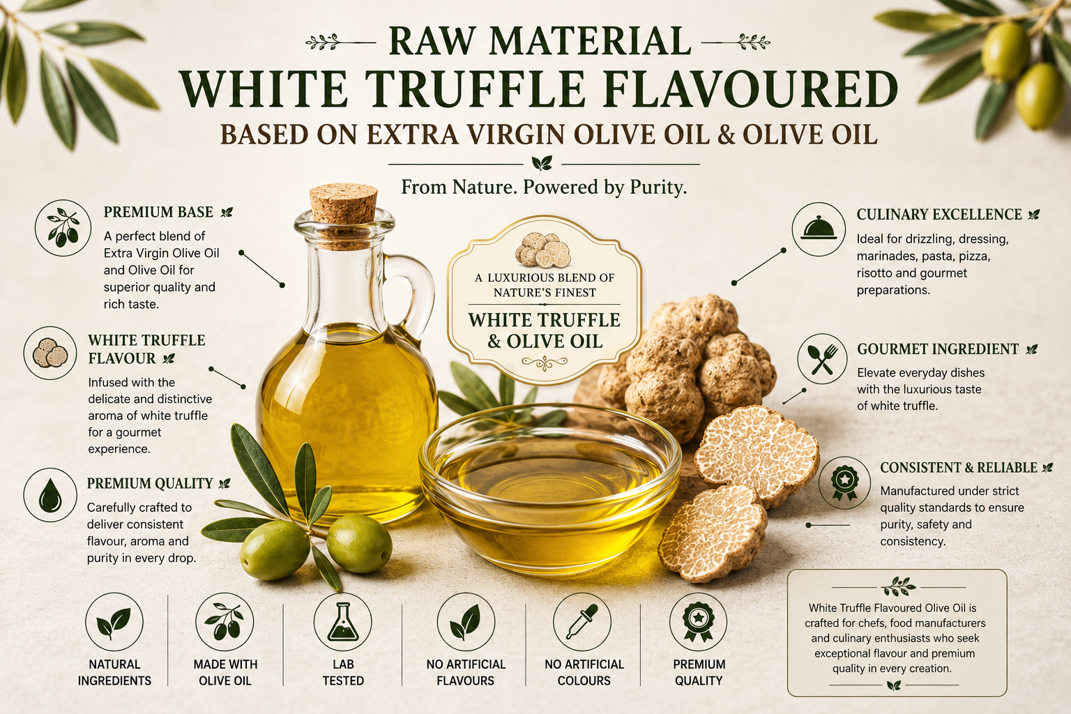 White Truffle Flavoured Based on Extra Virgin Olive Oil & Olive Oil Manufacturer and Supplier in India | Mediocon INC — Mediocon Inc