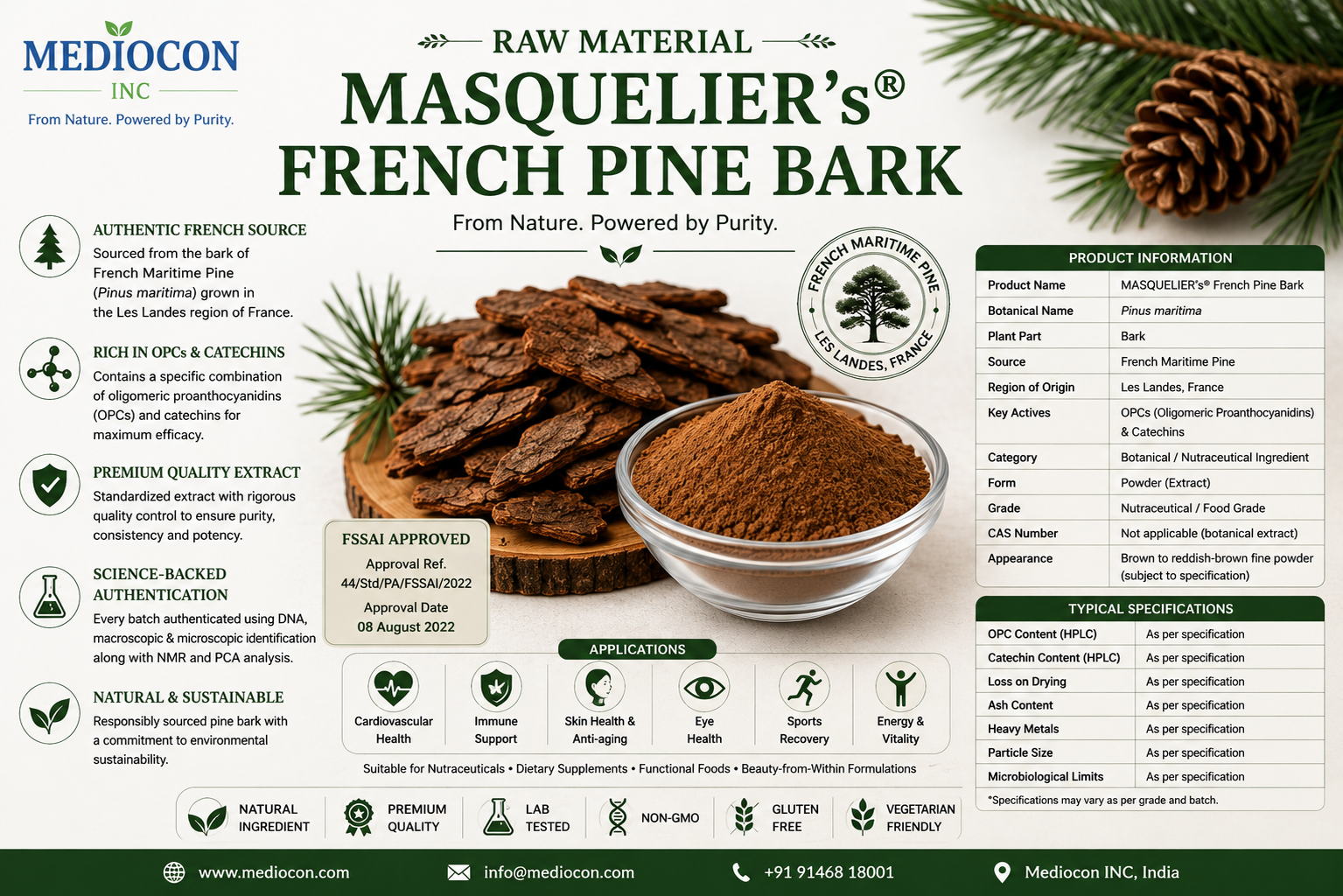 MASQUELIER’s® French Pine Bark Manufacturer and Supplier in India | Mediocon INC — Mediocon Inc