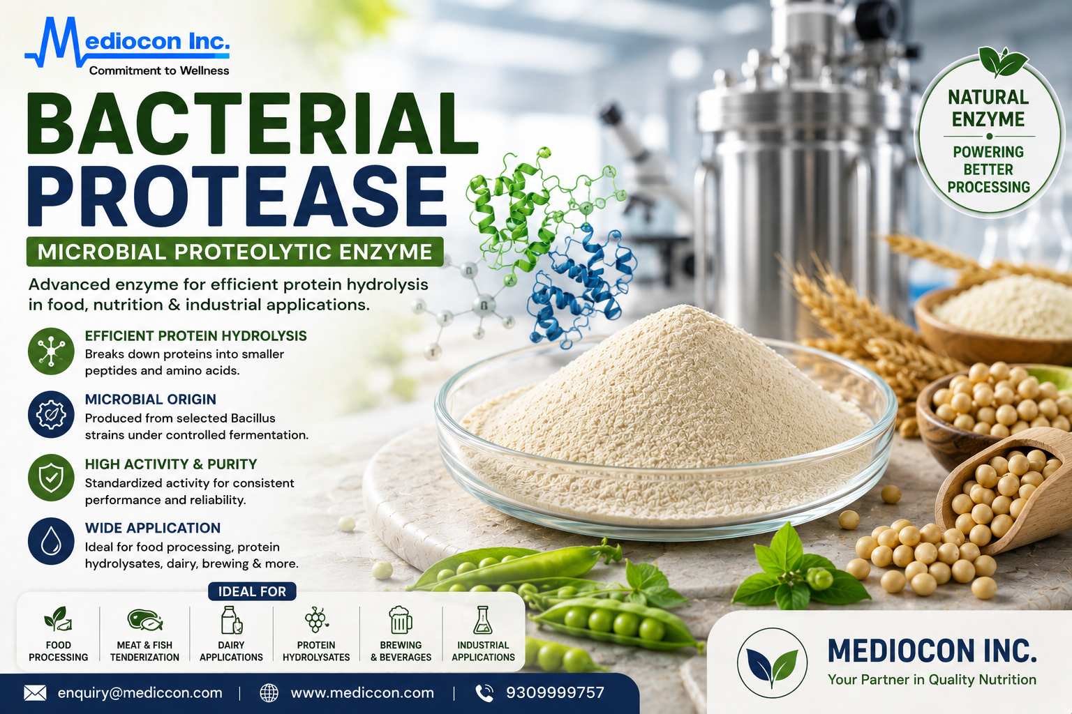 Bacterial Protease Manufacturer & Supplier in India | MEDIOCON INC — Mediocon Inc