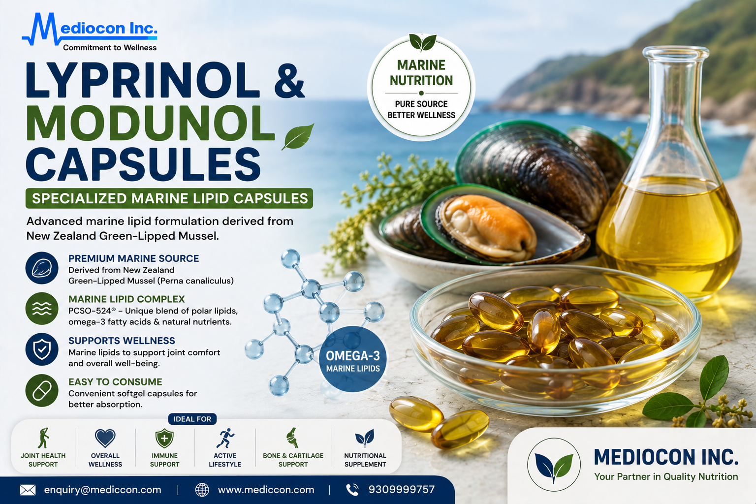 Lyprinol and Modunol Capsules Manufacturer & Supplier in India | MEDIOCON INC — Mediocon Inc