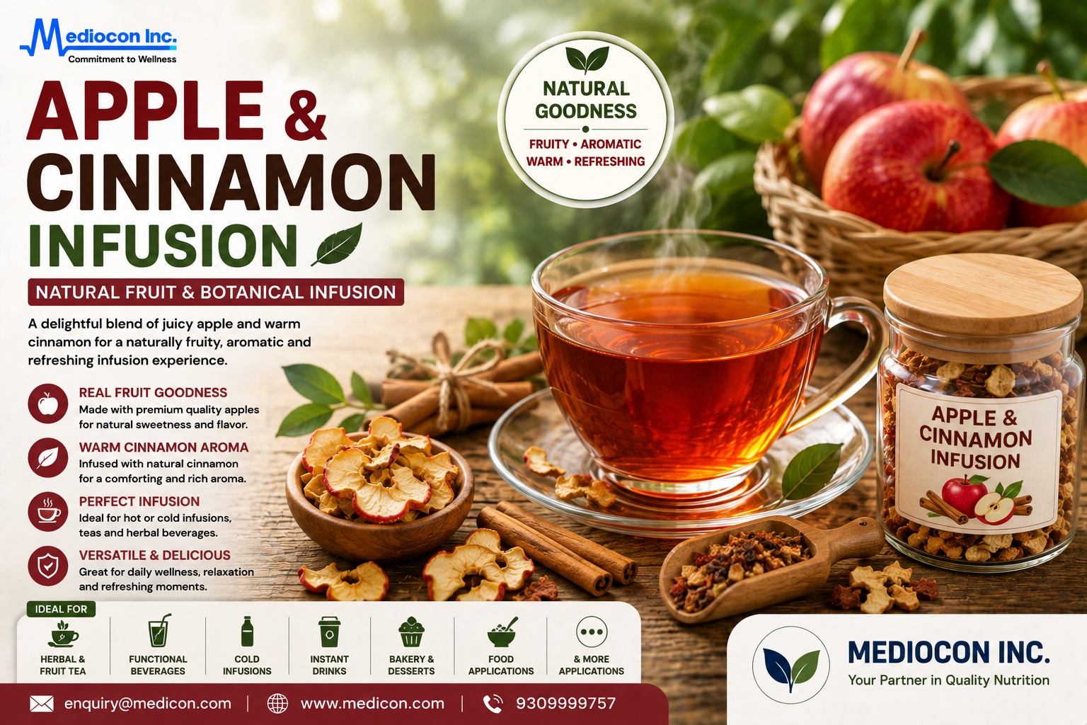 Apple and Cinnamon Infusion Manufacturer & Supplier in India | MEDIOCON INC — Mediocon Inc