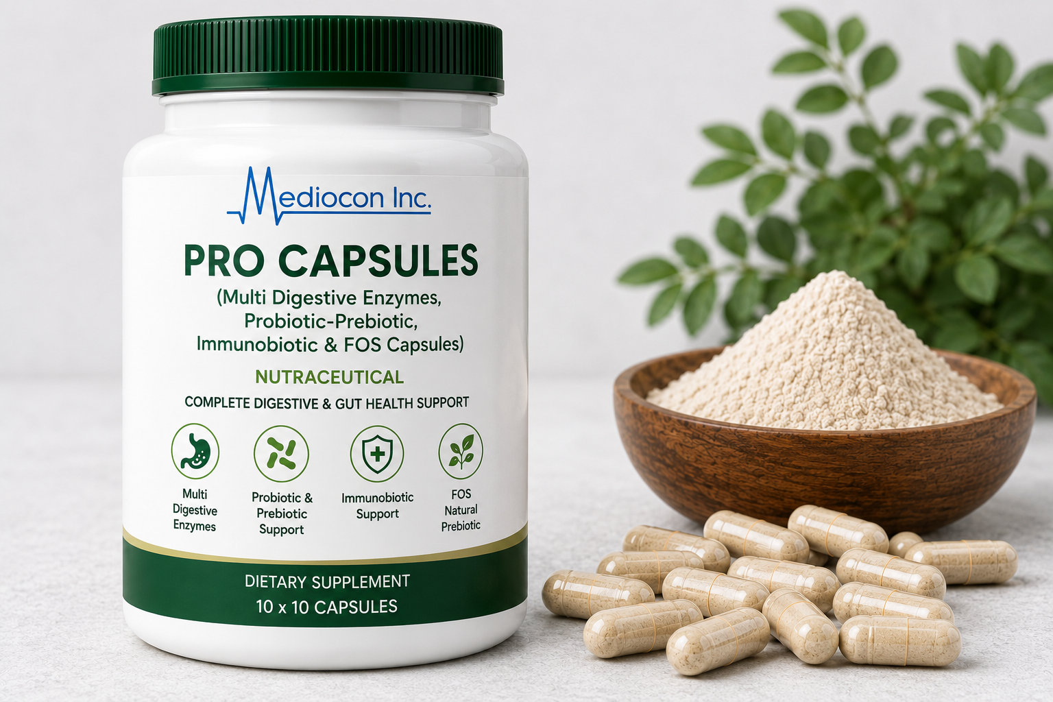 Pro Capsules (Multi Digestive Enzymes, Probiotic-Prebiotic, Immunobiotic & FOS Capsules) Manufacturer and Supplier in India — Mediocon Inc