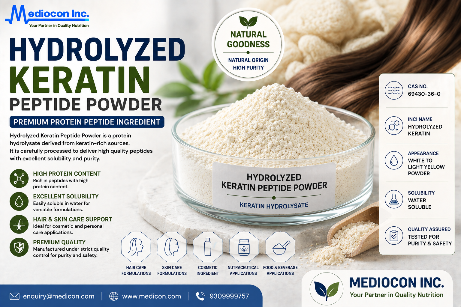 Hydrolyzed Keratin Peptide Powder Manufacturer & Supplier in India | MEDIOCON INC — Mediocon Inc