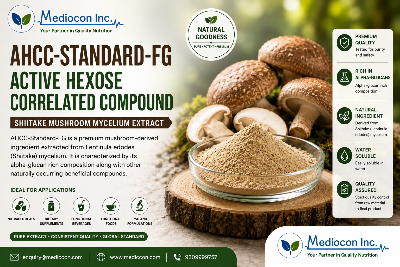 AHCC-Standard-FG Manufacturer & Supplier in India | MEDIOCON INC — Mediocon Inc