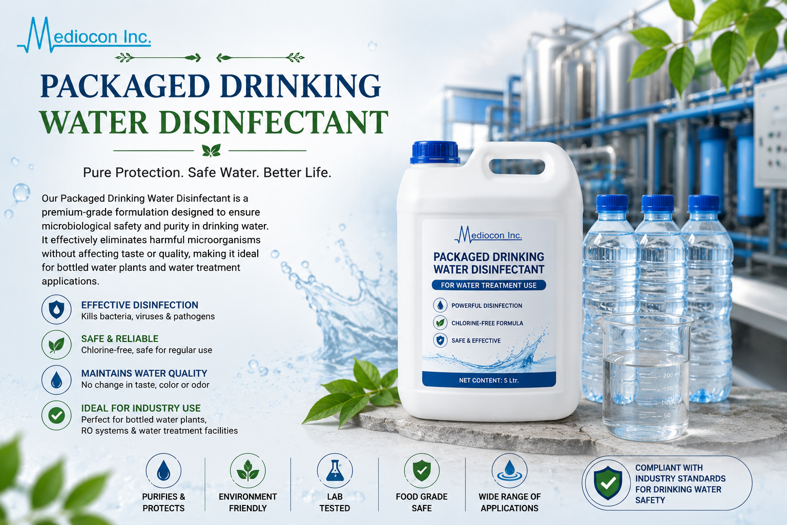 Packaged Drinking Water Disinfectant Manufacturer & Supplier in India | MEDIOCON INC — Mediocon Inc