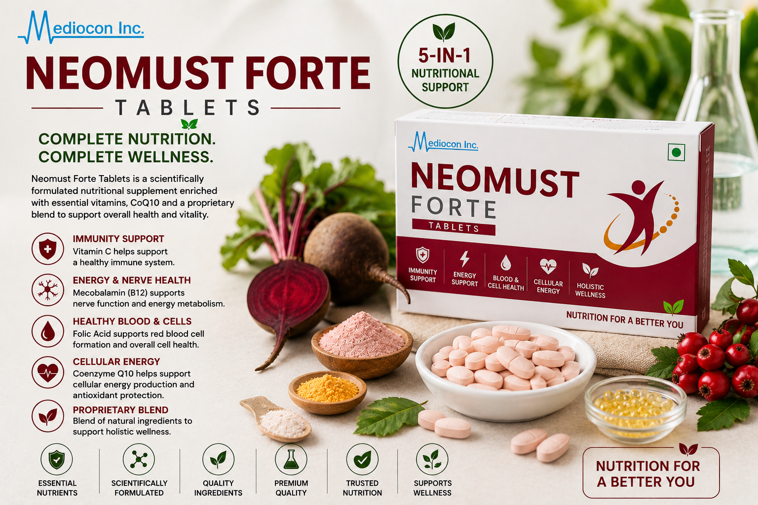 Neomust Forte Tablets Manufacturer & Supplier in India | MEDIOCON INC — Mediocon Inc
