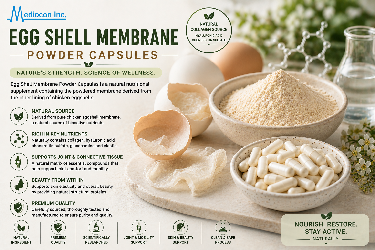 Egg Shell Membrane Powder Capsules Manufacturer & Supplier in India | MEDIOCON INC — Mediocon Inc