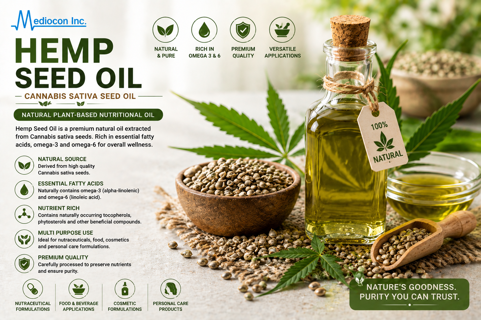 Hemp Seed Oil Manufacturer & Supplier in India | MEDIOCON INC — Mediocon Inc