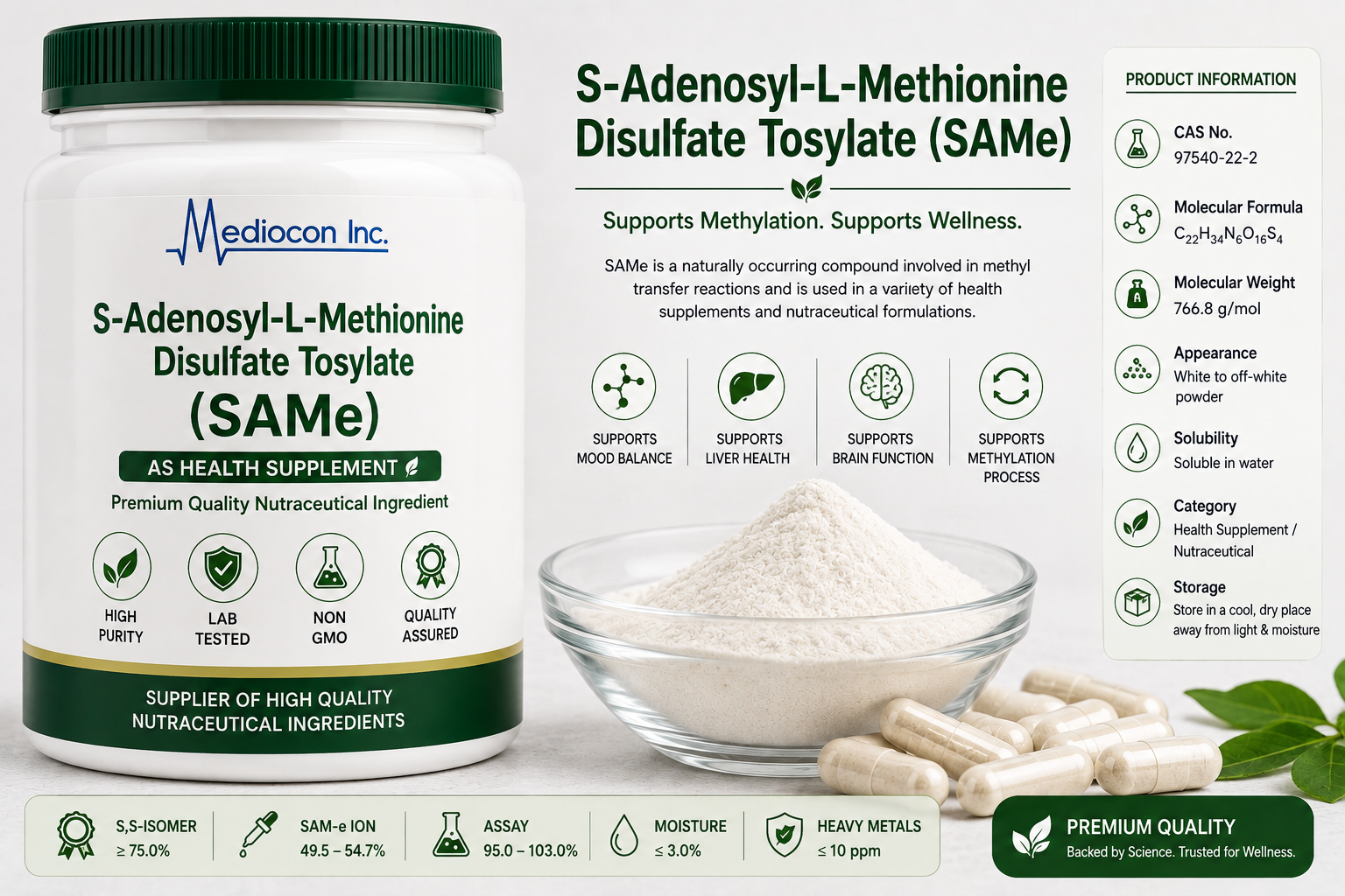 S-Adenosyl-L-Methionine Disulfate Tosylate Manufacturer & Supplier in India | MEDIOCON INC — Mediocon Inc