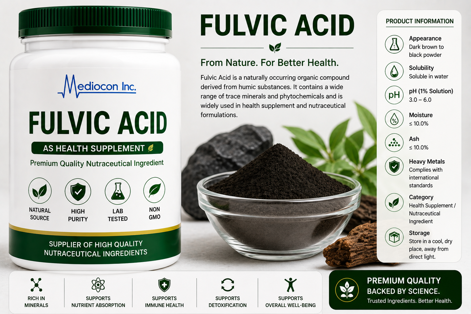 Fulvic Acid Manufacturer & Supplier in India | MEDIOCON INC — Mediocon Inc