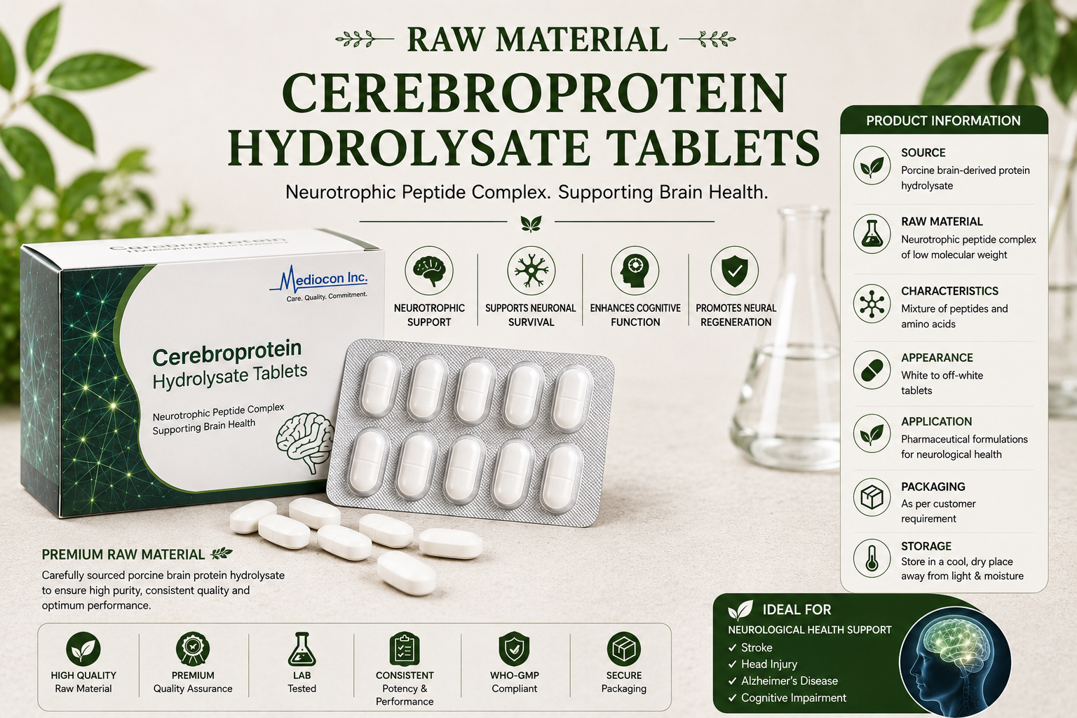 Cerebroprotein Hydrolysate Tablets Manufacturer & Supplier in India | MEDIOCON INC — Mediocon Inc