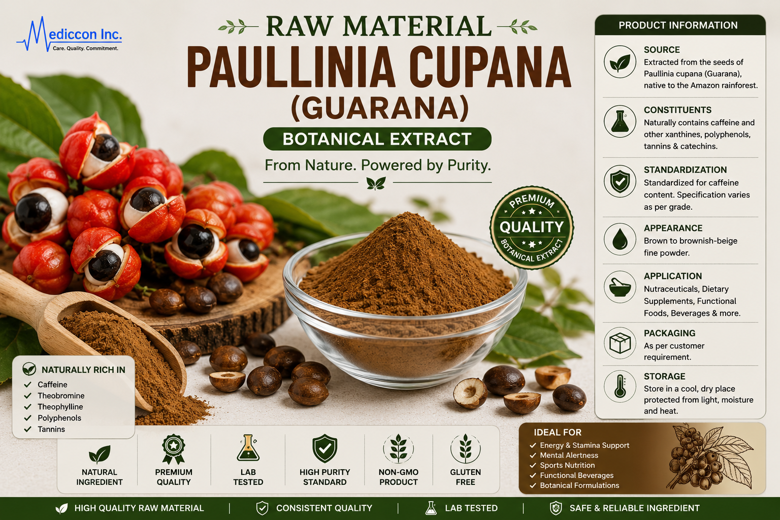 Paullinia cupana (Guarana) Manufacturer & Supplier in India | MEDIOCON INC — Mediocon Inc